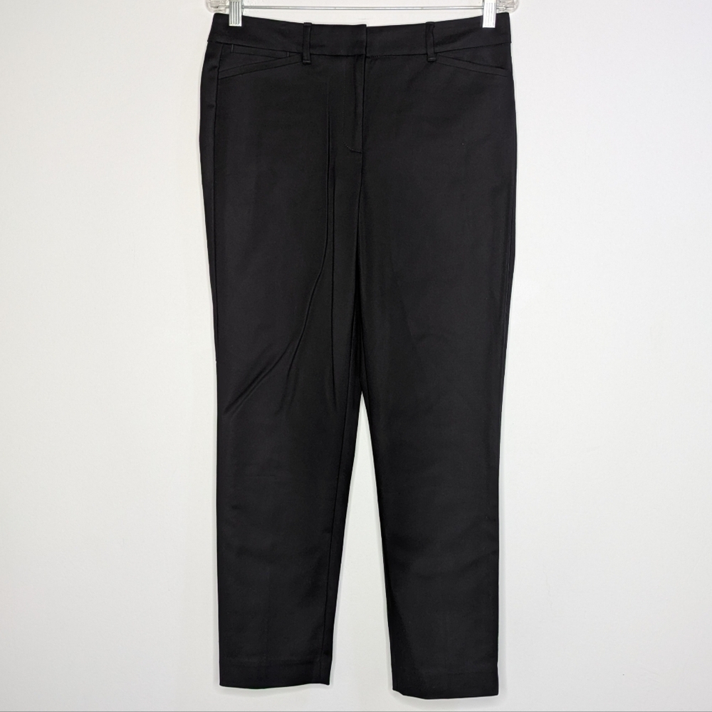 WHBM The Slim Ankle Black Cotton Blend Professional Career Pant 6